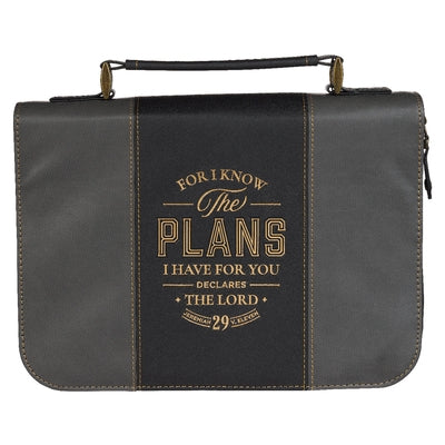 Bible Cover Classic Two-Tone Black/Gray I Know the Plans Jer. 29:11 by Christian Art Gifts