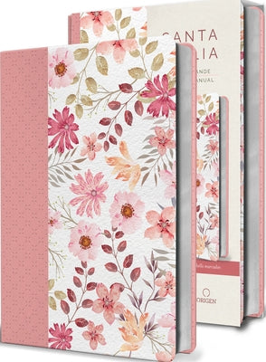 Biblia Reina Valera 1960 Letra Grande. Piel Rosada Con Flores, Tama?o Manual / Spanish Bible Rvr 1960 Large Print. Imitation Pink Leather with Flowers by Reina Valera Revisada 1960