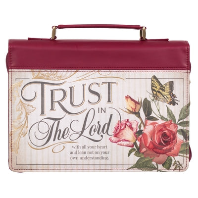 Christian Art Gifts Fashion Bible Cover for Women: Trust in the Lord - Proverbs 3:5 Inspirational Bible Verse, Floral Burgundy, Large by Christian Art Gifts