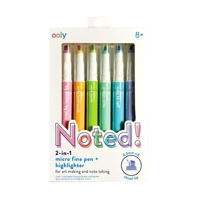 Noted! 2-In-1 Micro Fine Tip Pens & Highlighters - Set of 6 by Ooly