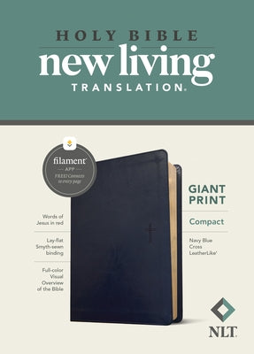 NLT Compact Giant Print Bible, Filament-Enabled Edition (Leatherlike, Navy Blue Cross, Red Letter) by Tyndale