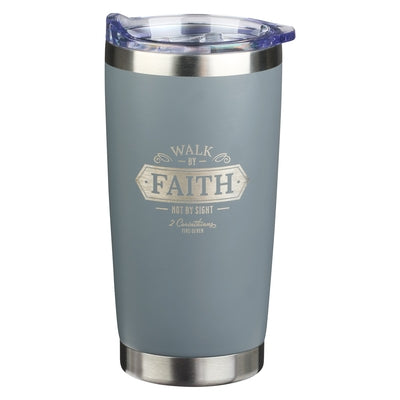 Christian Art Gifts Stainless Steel Double-Wall Vacuum Insulated Tumbler Travel Mug for Men & Women: Walk by Faith - 2 Corinthians 5:7 Inspirational B by Christian Art Gifts