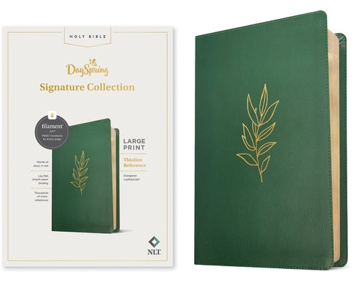 NLT Large Print Thinline Reference Bible, Filament-Enabled Edition (Leatherlike, Evergreen, Red Letter): Dayspring Signature Collection by Tyndale