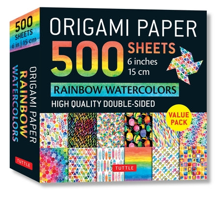 Origami Paper 500 Sheets Rainbow Watercolors 6 (15 CM): Tuttle Origami Paper: Double-Sided Origami Sheets Printed with 12 Different Designs (Instructi by Tuttle Studio