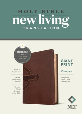 NLT Compact Giant Print Bible, Filament-Enabled Edition (Leatherlike, Mahogany Celtic Cross, Red Letter) by Tyndale