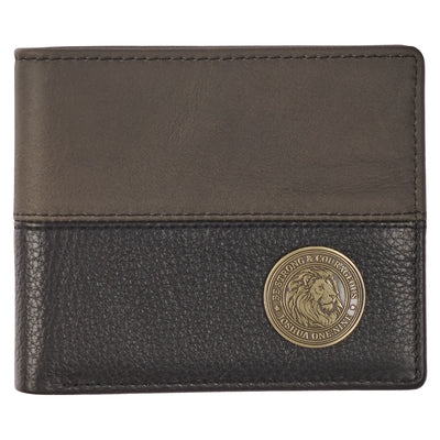 Wallet Leather Black Lion Be Strong Josh. 1:9 by Christian Art Gifts