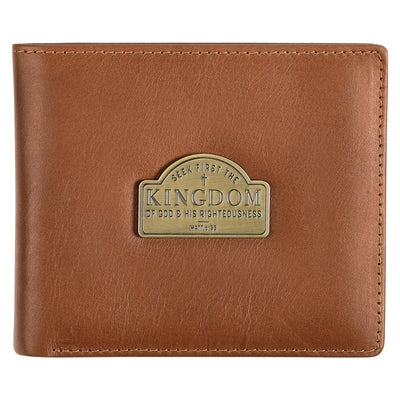 Christian Art Gifts Genuine Full Grain Leather Rfid Blocking Scripture Wallet for Men: Seek First the Kingdom - Matthew 6:33 Inspirational Bible Verse