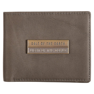 Christian Art Gifts Genuine Full Grain Leather Rfid Blocking Scripture Wallet for Men: Salt of the Earth - Matthew 5:13 Inspirational Bible Verse Acce