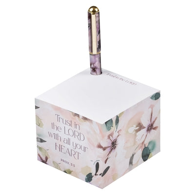 Christian Art Gifts Premium Note Block W/Pen for Women W/Inspirational Scripture: Trust in the Lord, Encouraging Bible Verse Proverb, 750 Sticky Notes by Christian Art Gifts
