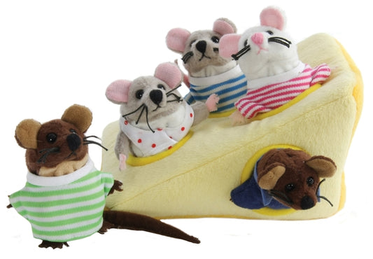 Hide-Away Mice in Cheese Finger Puppet Set: Mice in Cheese