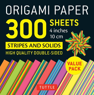 Origami Paper 300 Sheets Stripes and Solids 4 (10 CM): Tuttle Origami Paper: High-Quality Double-Sided Origami Sheets Printed with 12 Different Design