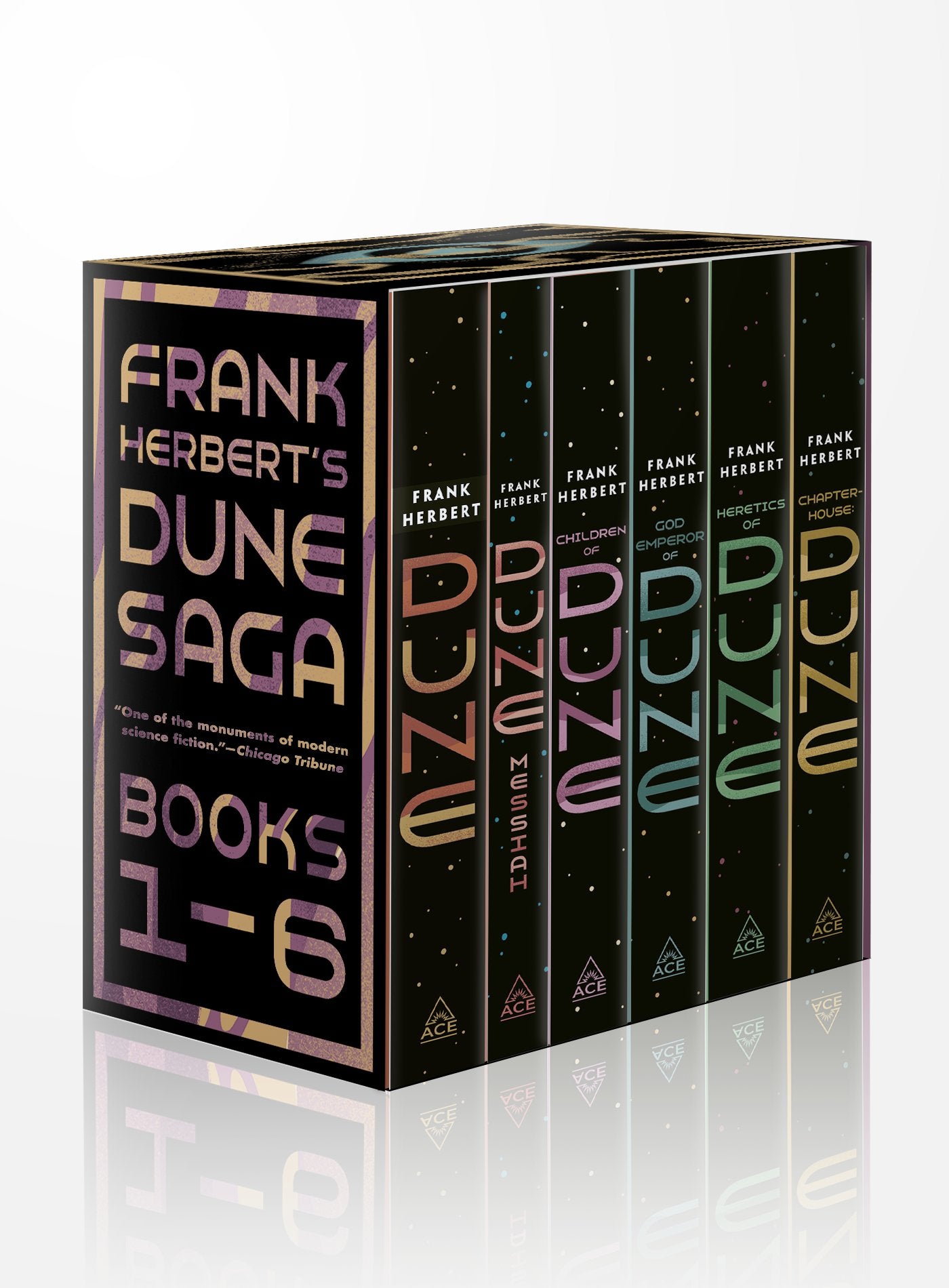 Frank Herbert's Dune Saga 6-Book Boxed Set: Dune, Dune Messiah, Children of Dune, God Emperor of Dune, Heretics of Dune, and Chapterhouse: Dune by Herbert, Frank. ISBN 9780593201886.
