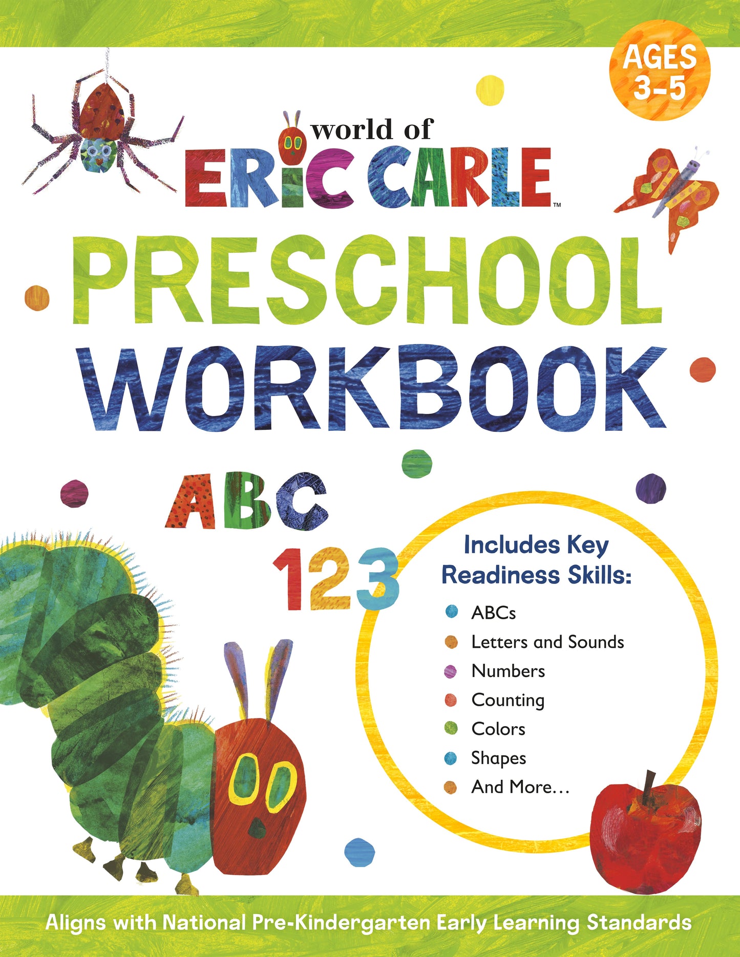 World of Eric Carle Preschool Workbook by Blevins, Wiley. ISBN 9780593386200.