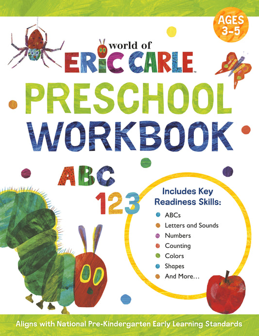 World of Eric Carle Preschool Workbook by Blevins, Wiley. ISBN 9780593386200.