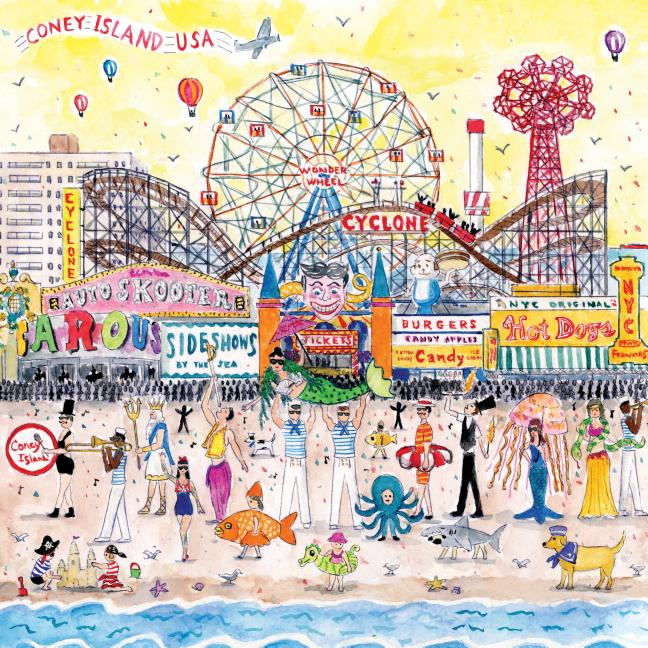 Michael Storrings Summer at the Amusement Park 500 Piece Puzzle by Galison. ISBN 9780735343269.