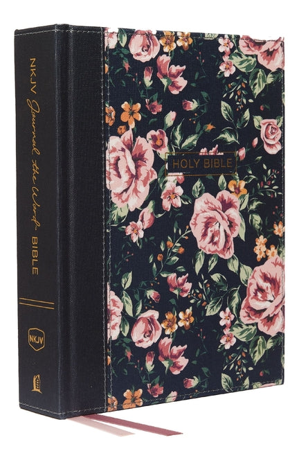 NKJV, Journal the Word Bible, Cloth Over Board, Gray Floral, Red Letter Edition, Comfort Print: Reflect, Journal, or Create Art Next to Your Favorite by Thomas Nelson. ISBN 9780785218425.