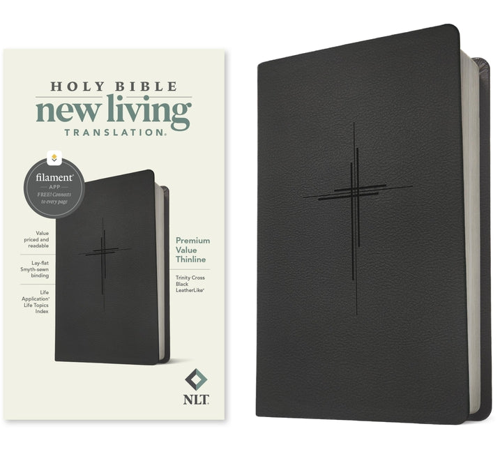 NLT Premium Value Thinline Bible, Filament Enabled (Leatherlike, Trinity Cross Black) by New Living Translation