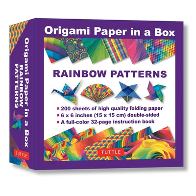 Origami Paper in a Box - Rainbow Patterns: 200 Sheets of Tuttle Origami Paper: 6x6 Inch Origami Paper Printed with 12 Different Patterns: 32-Page Inst by Tuttle Studio