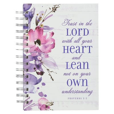 Christian Art Gifts Journal W/Scripture for Women Trust in the Lord Proverbs 3:5 Bible Verse Purple Floral Watercolor 192 Ruled Pages, Large Hardcover by Christian Art Gifts