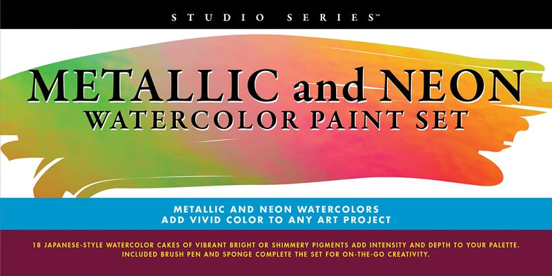 Studio Series Metallic & Neon Watercolor Paint Set (Set of 16) by Peter Pauper Press Inc