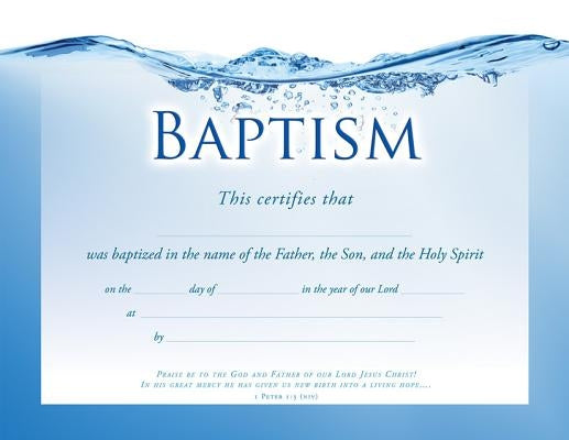 Certificate - Baptism - 1 Pet by Warner Press