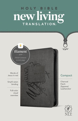 NLT Compact Zipper Bible, Filament-Enabled Edition (Leatherlike, Charcoal Patch, Red Letter) by Tyndale