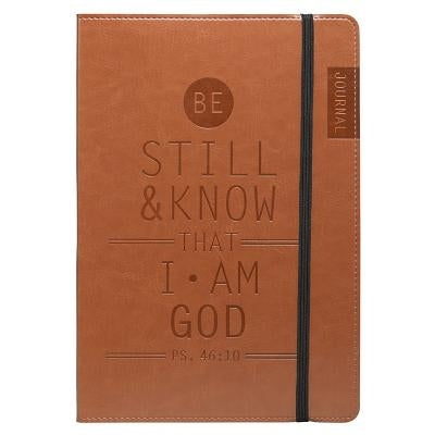 Christian Art Gifts Tan Faux Leather Journal, Be Still and Know - Psalm 46:10, Flexcover Inspirational Notebook W/Elastic Closure 160 Lined Pages W/Sc by Christian Art Gifts