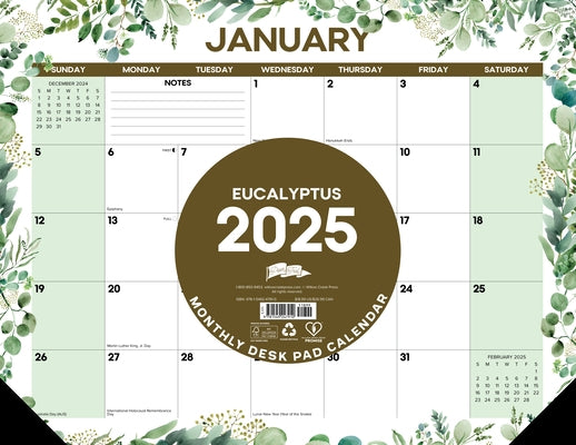 Eucalyptus 2025 22 X 17 Large Monthly Deskpad by Willow Creek Press
