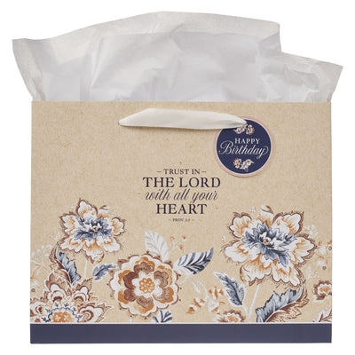 Christian Art Gifts Large Landscape Scripture Gift Bag for Women: Trust in the Lord - Inspirational Bible Verse, Creamy Beige by Christian Art Gifts