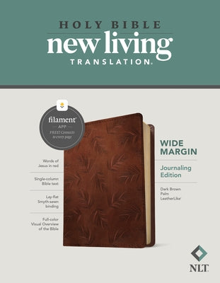 NLT Wide Margin Bible, Filament-Enabled Edition (Leatherlike, Dark Brown Palm, Red Letter) by Tyndale