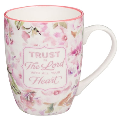 Christian Art Gifts Ceramic Coffee and Tea Mug for Women: Trust in the Lord - Proverbs 3:5-6 Inspirational Bible Verse, Floral, Coral Pink, 12 Oz. by Christian Art Gifts