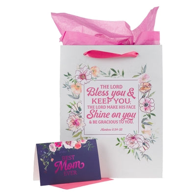 Christian Art Gifts Large Landscape Gift Bag W/Card & Tissue Paper Set: Best Mom/May the Lord Bless You & Keep You - Numbers 6:24 Inspirational Bible by Christian Art Gifts