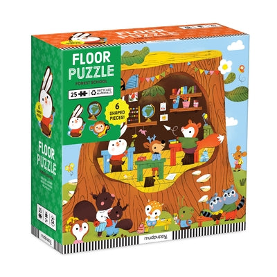 Forest School 25 Piece Floor Puzzle with Shaped Pieces by Mudpuppy, Illustrated By Maria Neradova
