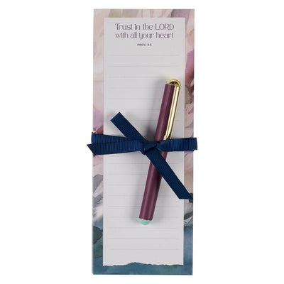Christian Art Gifts Magnetic Notepad Set with Pen for Women & Men: Trust in the Lord - Inspirational Scripture for Shopping Lists, Memos, Reminders, 7 by Christian Art Gifts