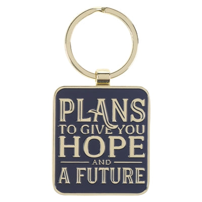 Christian Art Gifts Metal Graduation Keyring for Men, Women & Grads: Hope & a Future - Jer 29:11 Inspirational Scripture - Sturdy Gold & Navy Blue Bib by Christian Art Gifts