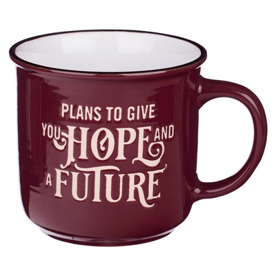 Christian Art Gifts Maroon Ceramic Camper Mug for Men and Women Hope and a Future - Jeremiah 29:11 Inspirational Bible Verse, 13 Oz. by Christian Art Gifts