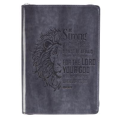 Strong & Courageous Classic Lux-Leather Zip Journal by 