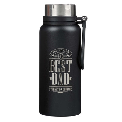 Stainless Steel Water Bottle Black Best Dad Joshua 1:9 by 