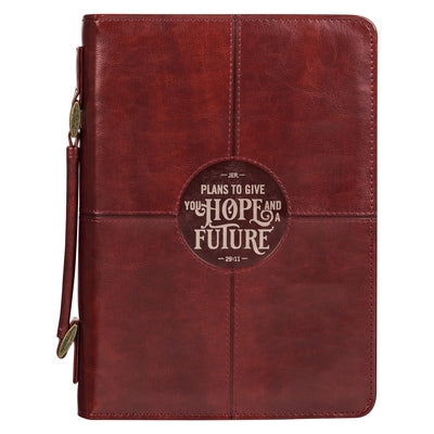 Christian Art Gifts Burgundy Bible Cover for Men, Hope and a Future - Jeremiah 29:11, Medium by Christian Art Gifts