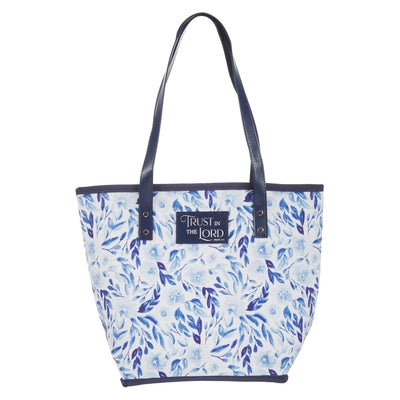 Tote Bag Blue Floral Trust Prov. 3:5 by Christian Art Gifts