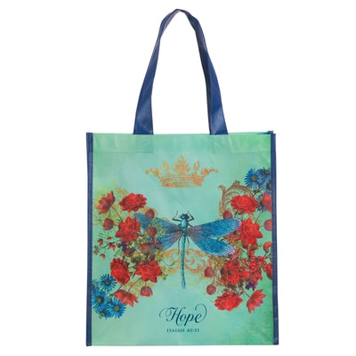 Christian Art Gifts Floral Dragonfly Reusable Multicolor Shopping Tote Bag for Women: Hope - Isa. 40:31 Scripture, Easy-Hold, Sturdy, Collapsible Reli by Christian Art Gifts