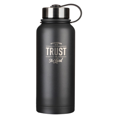 Christian Art Gifts Laser Engraved Black Stainless Steel Double Wall Vacuum Insulated Water Bottle Trust in the Lord - Proverbs 3:5 Bible Verse Carry by Christian Art Gifts