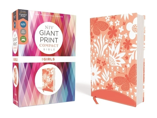 Niv, Giant Print Compact Bible for Girls, Leathersoft, Coral, Red Letter Edition, Comfort Print