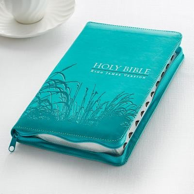 KJV Standard Size Thumb Index Edition: Zippered Turquoise